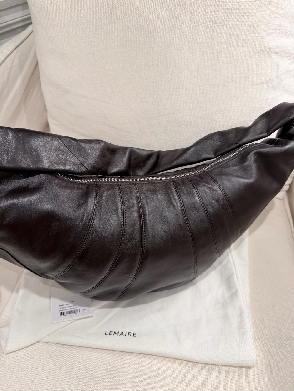 Lemaire Dark Brown Leather Crescent Belt Bag in size large - Picture 5 of 7